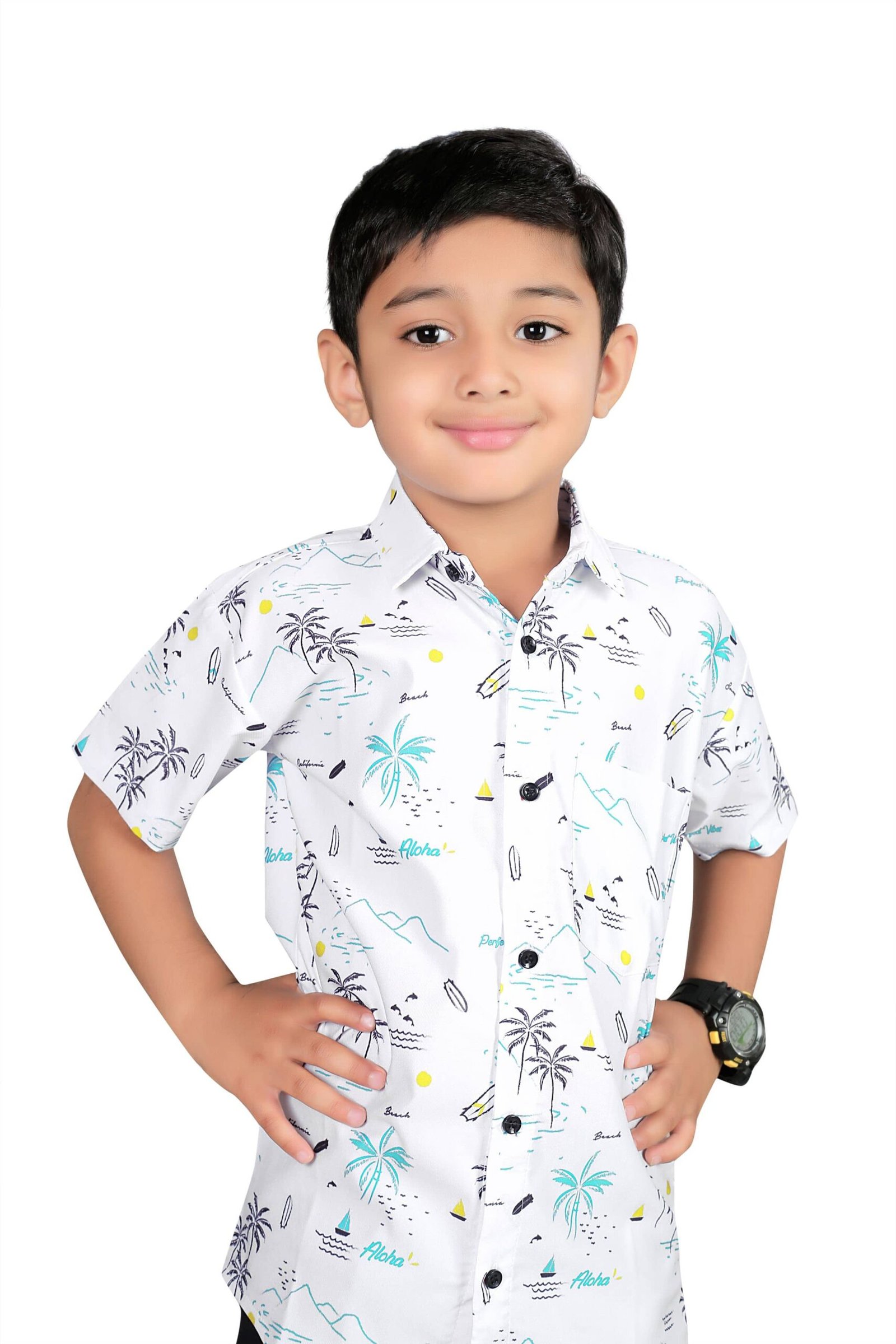 Pack of 1 Boys Cotton Blend Half Sleeves Shirt ( White ) - Image 3
