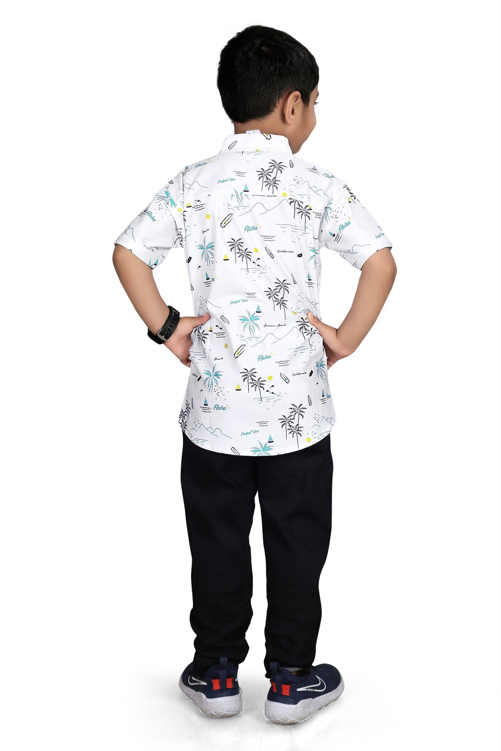 Pack of 1 Boys Cotton Blend Half Sleeves Shirt ( White ) - Image 4