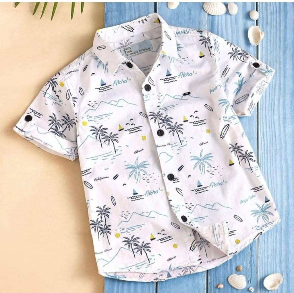 Pack of 1 Boys Cotton Blend Half Sleeves Shirt ( White ) - Image 7