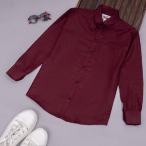 Pack of 1 Boys Cotton Blend Full Sleeves Shirt ( Maroon )