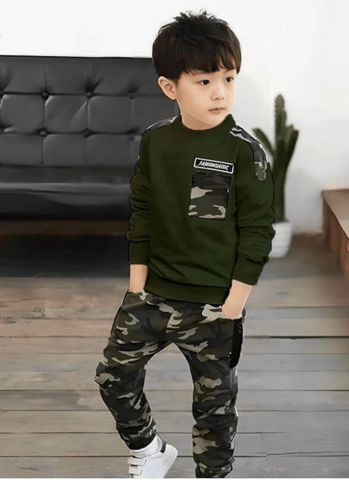 Calapas Cotton Blend Printed T-shirt With Trackpants Co-Ord Set For Boys ( Multicolor 2 )