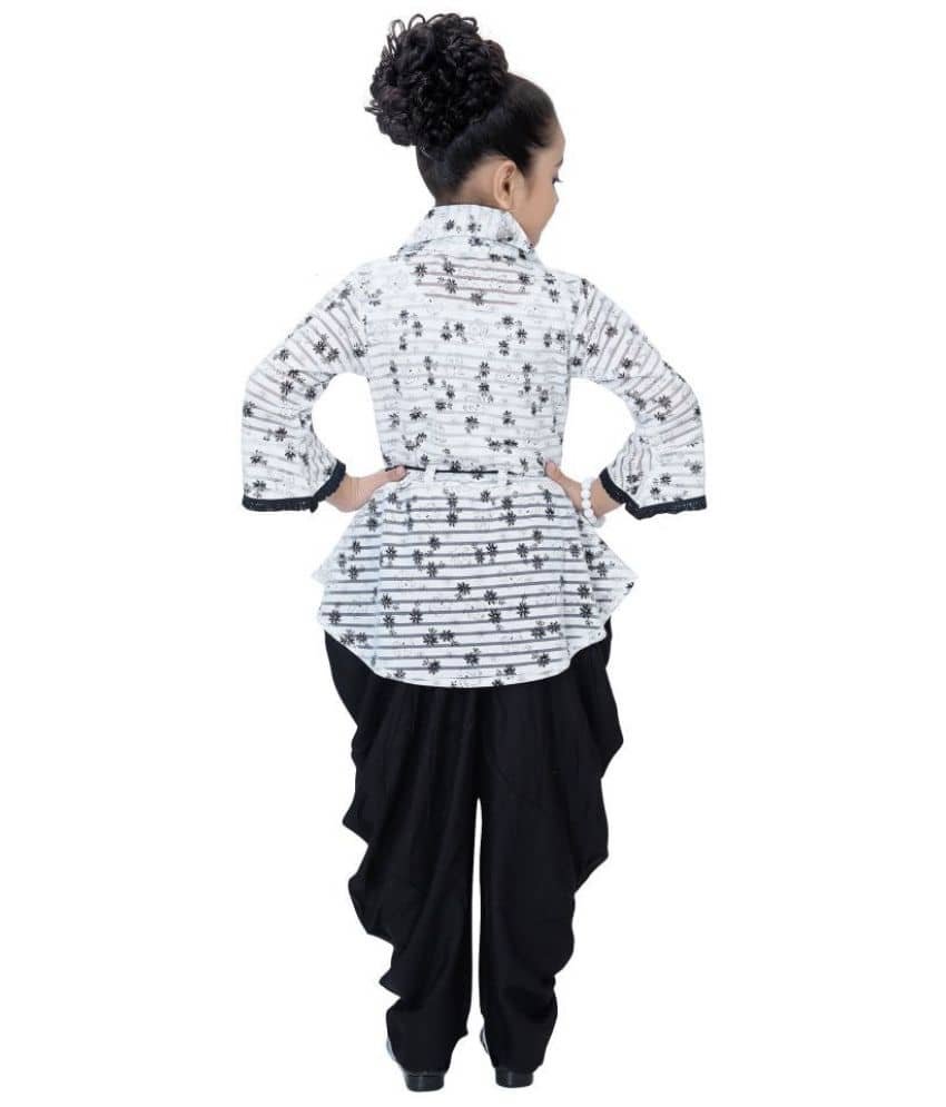 Cherry Tree Girls Cotton Blend Top & Dhoti Set ( Pack of 1 , Black ) - Image 3