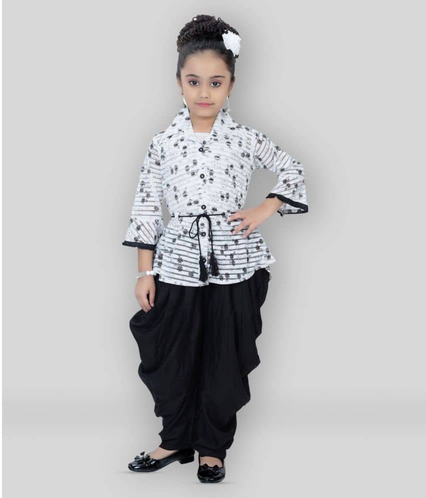 Cherry Tree Girls Cotton Blend Top & Dhoti Set ( Pack of 1 , Black ) - Image 4