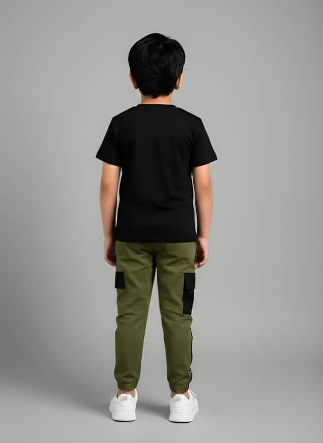 Cosmayer Boys Cotton Blend T-Shirt & Pants Set ( Black , Pack of 1 ) - Image 2