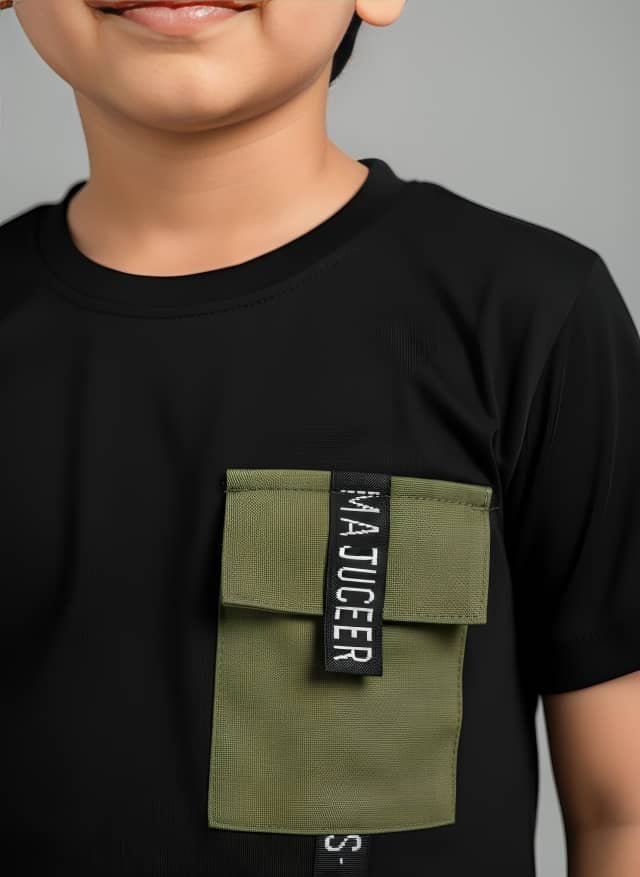 Cosmayer Boys Cotton Blend T-Shirt & Pants Set ( Black , Pack of 1 ) - Image 3