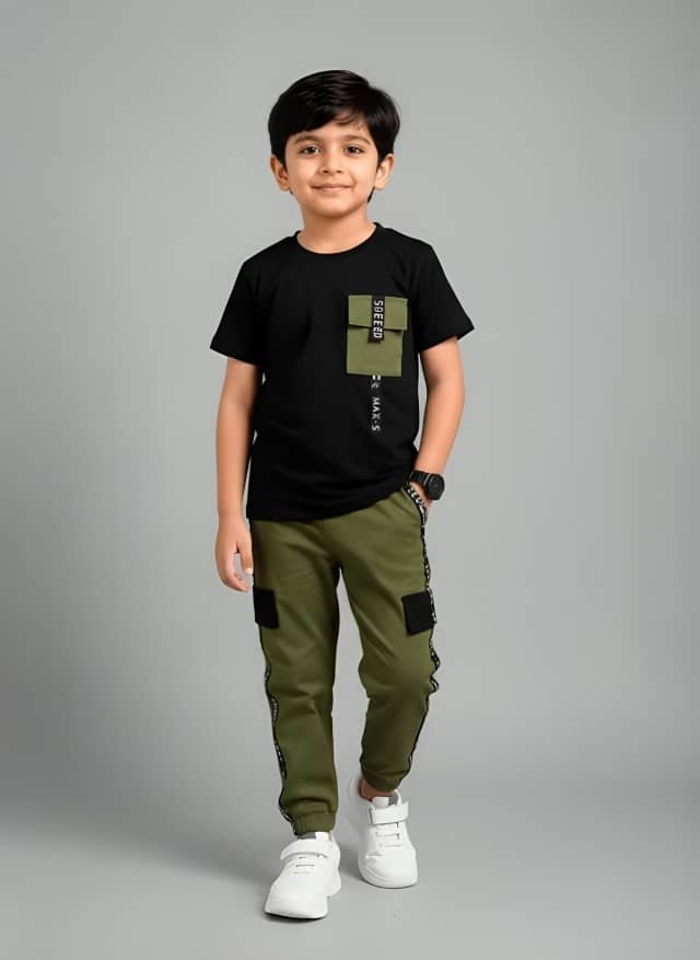 Cosmayer Boys Cotton Blend T-Shirt & Pants Set ( Black , Pack of 1 ) - Image 4