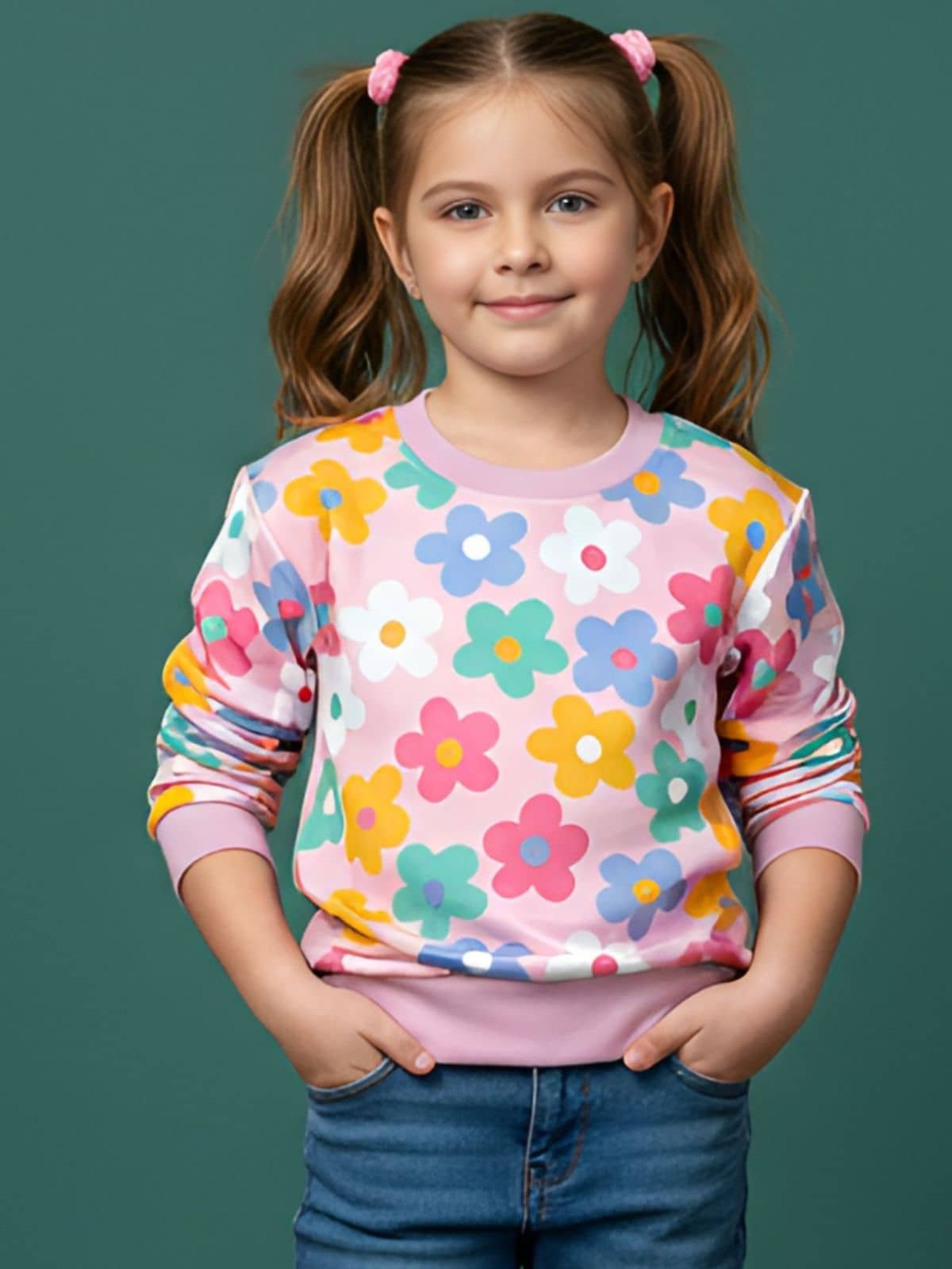Pack of 1 Girls Cotton Blend Sweatshirt ( Light Pink )