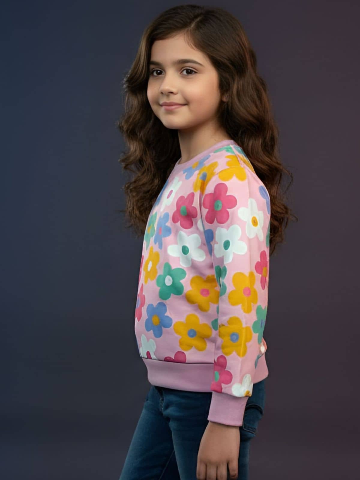 Pack of 1 Girls Cotton Blend Sweatshirt ( Light Pink ) - Image 3