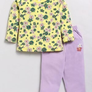 Pack of 1 Girls Cotton T-shirt & Pants ( Purple )