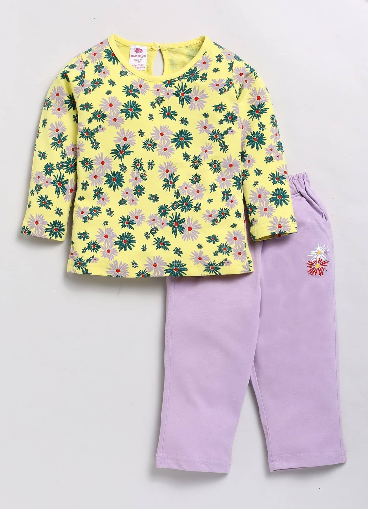 Pack of 1 Girls Cotton T-shirt & Pants ( Purple )