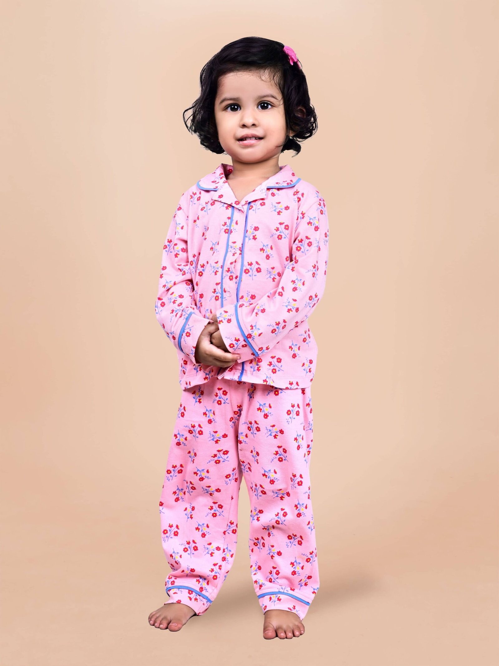 Pack of 1 Girls Cotton Nightsuit Set ( Pink )