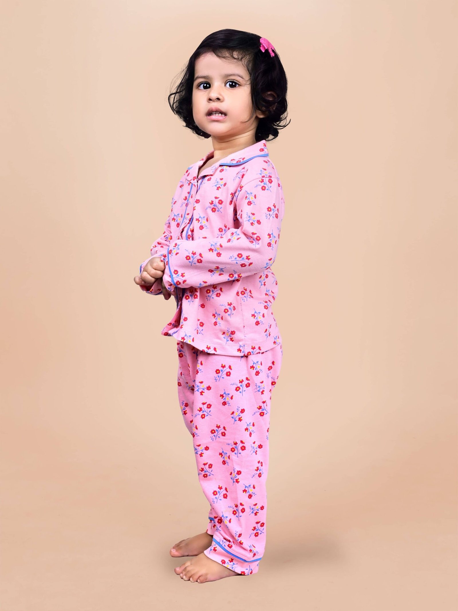 Pack of 1 Girls Cotton Nightsuit Set ( Pink ) - Image 3
