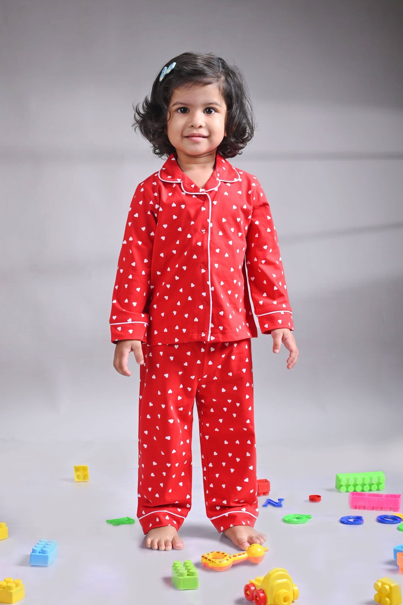 Pack of 1 Girls Cotton Nightsuit Set ( Red )