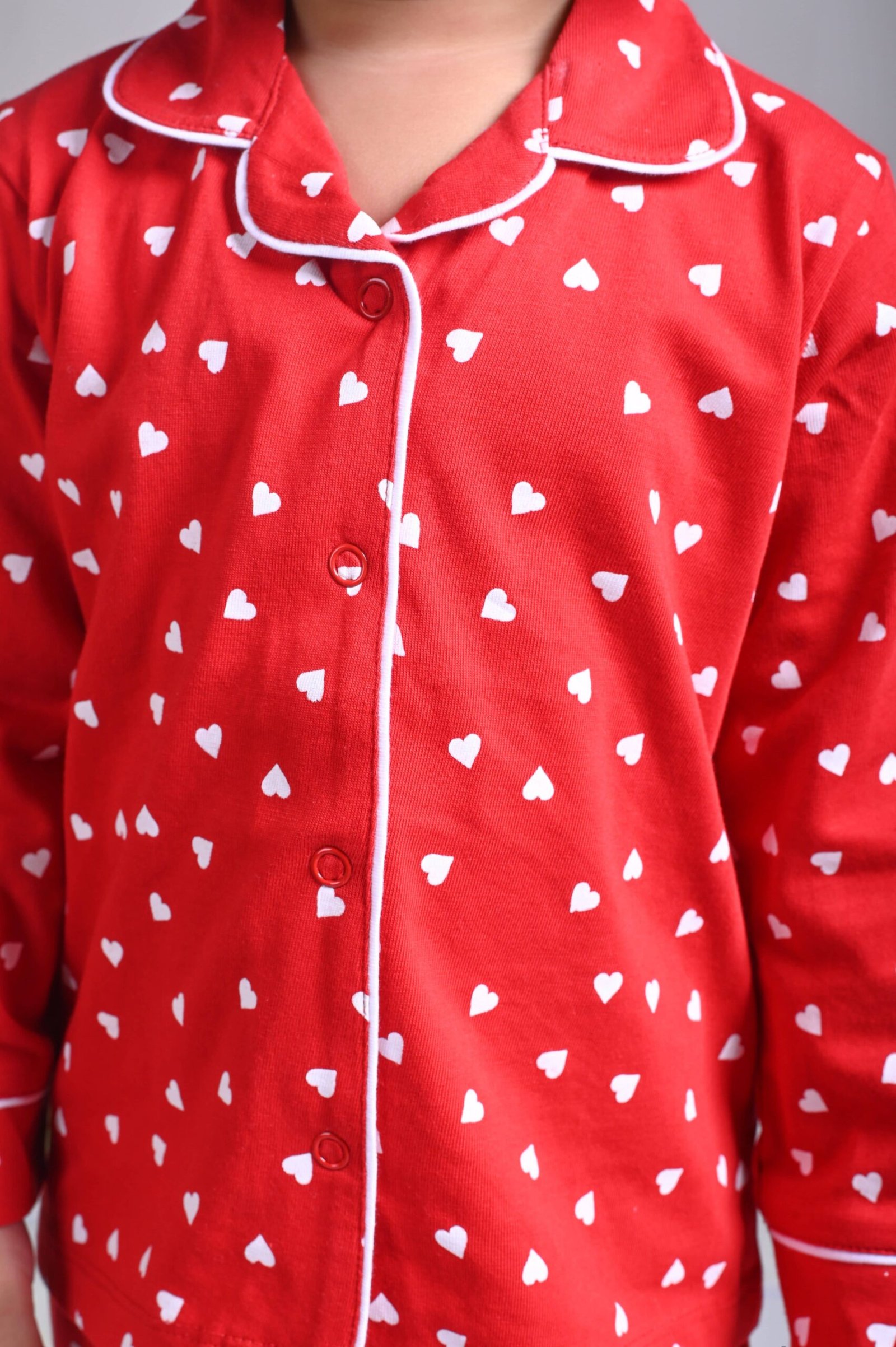 Pack of 1 Girls Cotton Nightsuit Set ( Red ) - Image 3