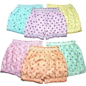 Pack of 6 Cotton Bloomers For Girls ( Multicolor )