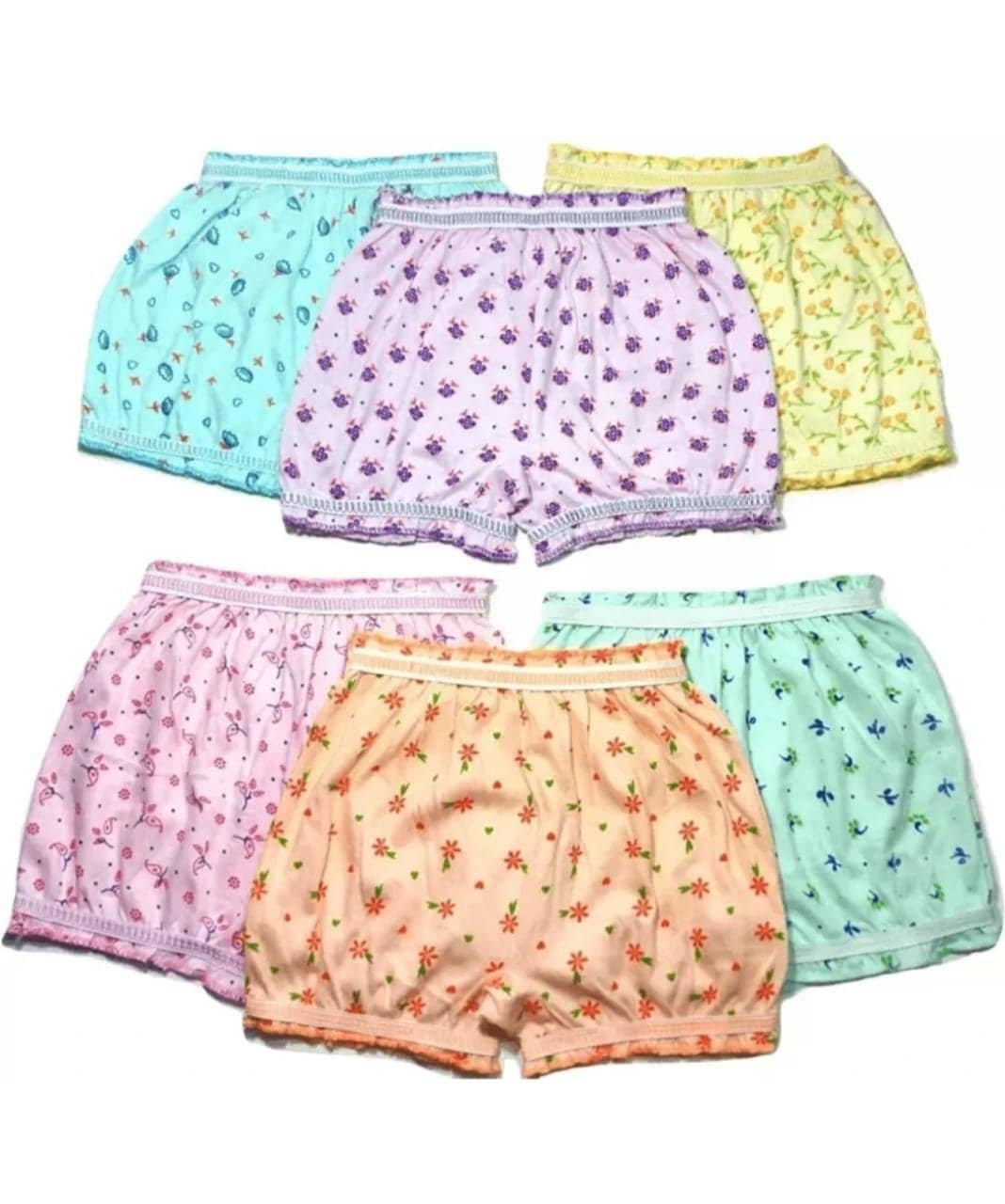 Pack of 6 Cotton Bloomers For Girls ( Multicolor )