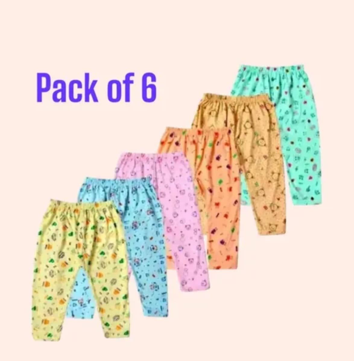 Pack of 6 Girls 100% Cotton Pyjama ( Multicolor )