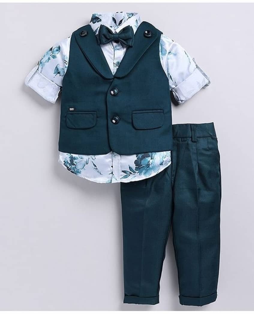 Baby Boys Cotton Blend Waistcoat ( Pack of 1 , Sea Green )