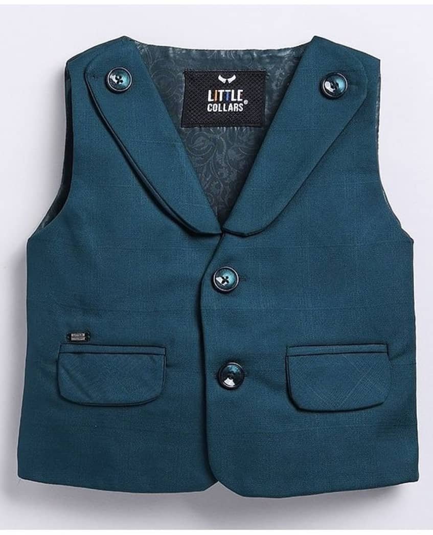 Baby Boys Cotton Blend Waistcoat ( Pack of 1 , Sea Green ) - Image 3