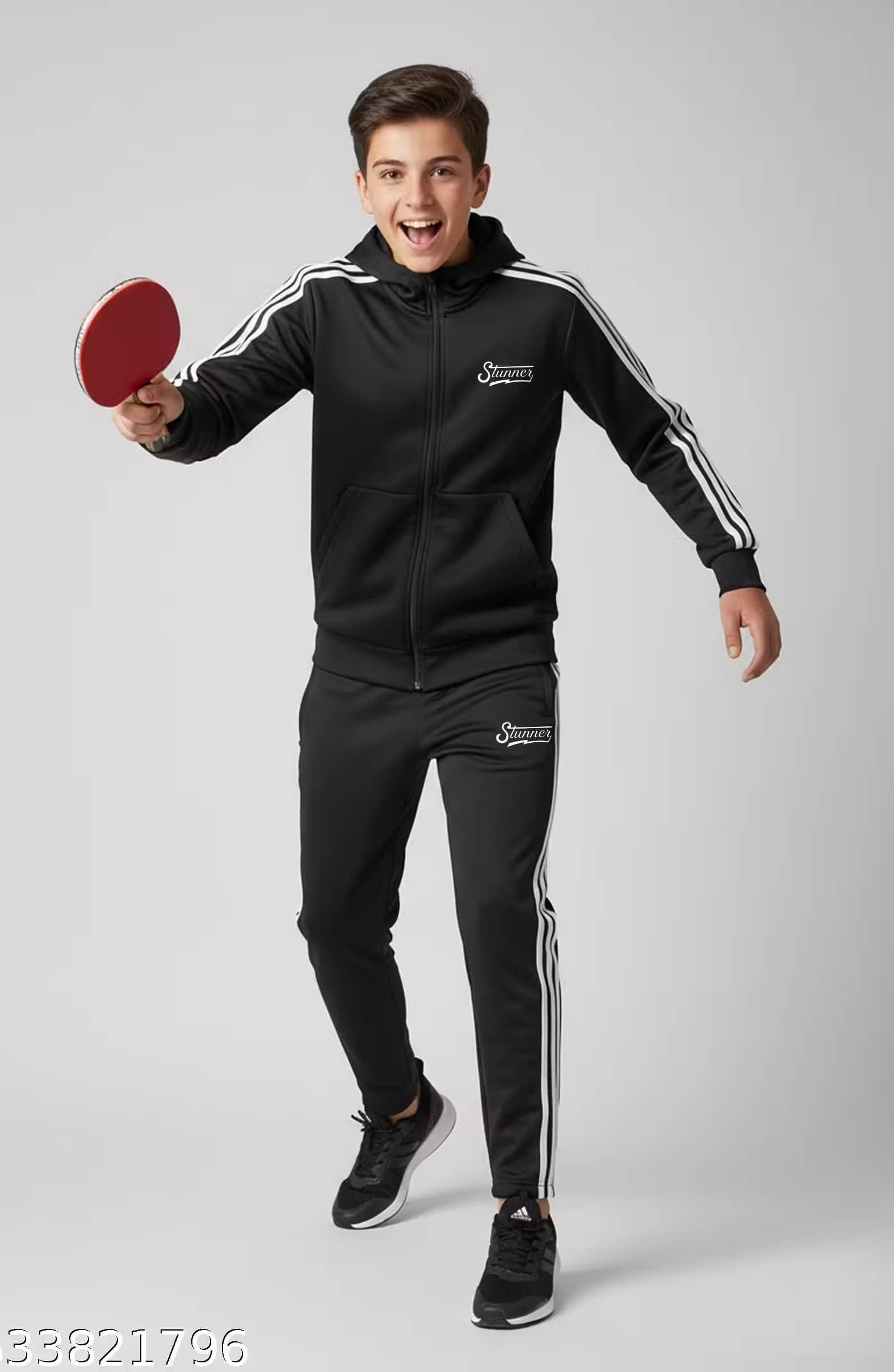 4 Style Pack of 1 Boys Fleece Tracksuit ( Black )