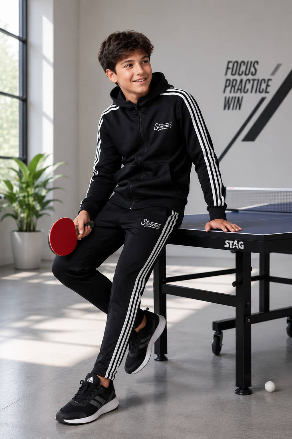 4 Style Pack of 1 Boys Fleece Tracksuit ( Black ) - Image 3