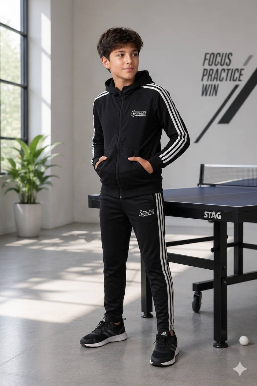 4 Style Pack of 1 Boys Fleece Tracksuit ( Black ) - Image 5
