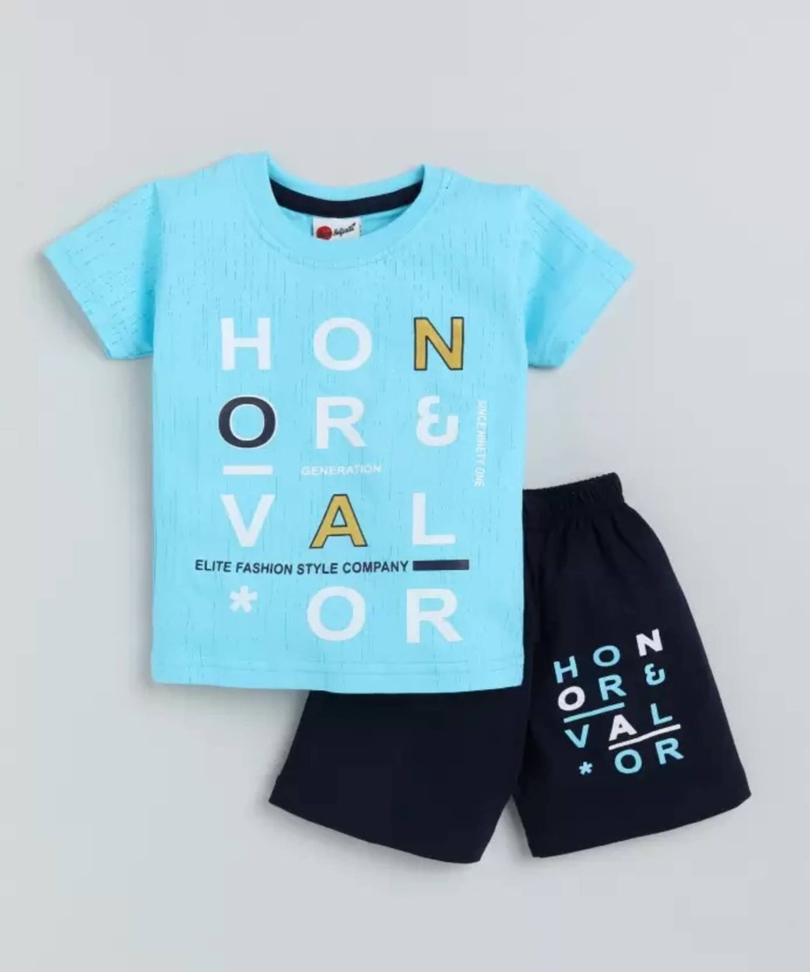 Pack of 3 Baby Boys Cotton Blend T-Shirt & Shorts Set ( Multicolor ) - Image 3