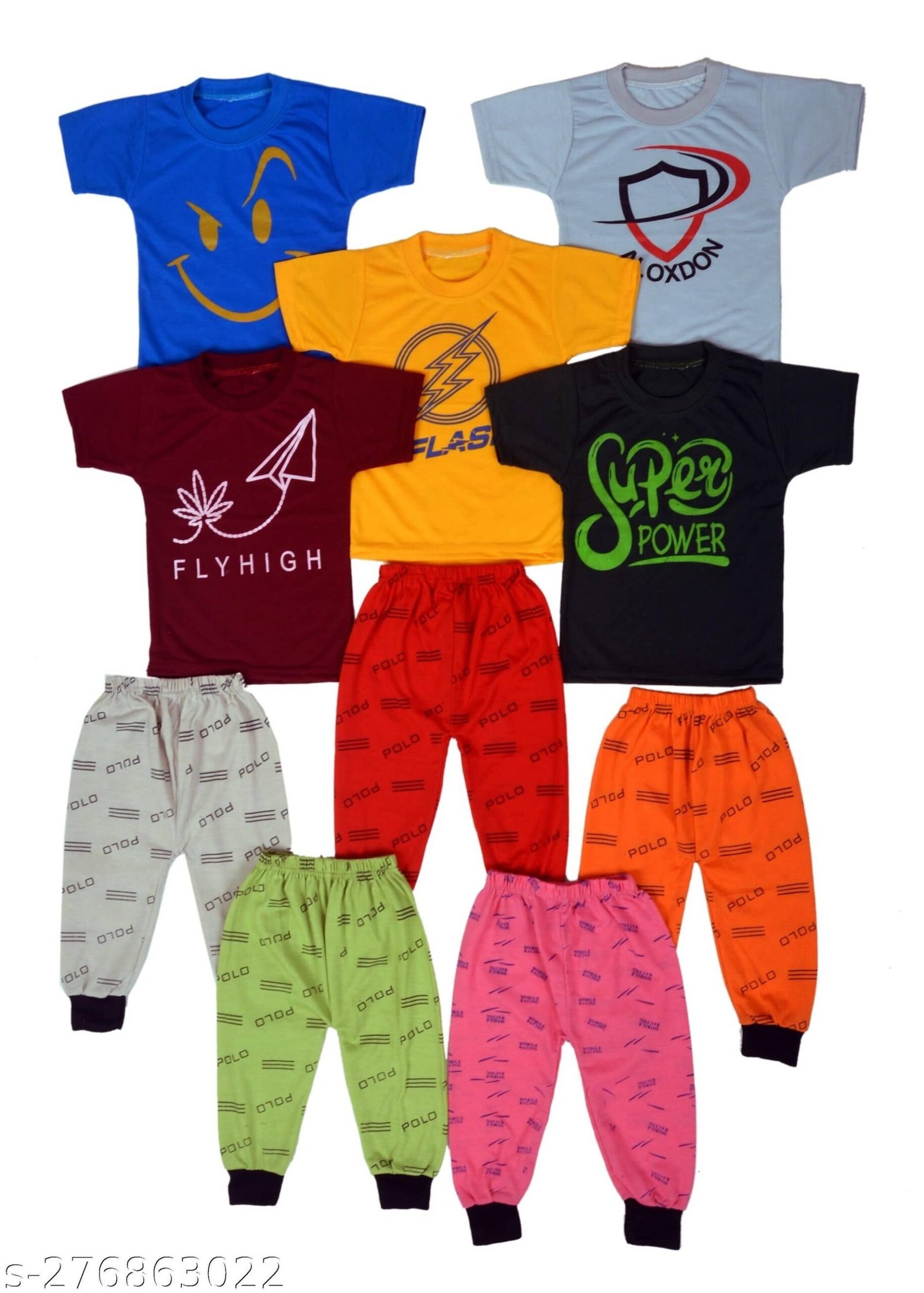 Pack of 5 Baby Boys Cotton Blend T-Shirt & Pants Set ( Multicolor )