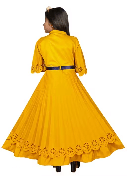 Cotton Blend Gown For Girls ( Pack of 1 , Mustard ) - Image 2