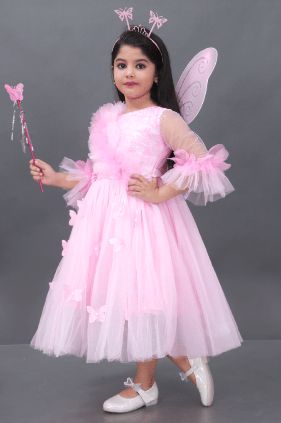 Net Frock For Girls ( Pack of 1 , Pink )