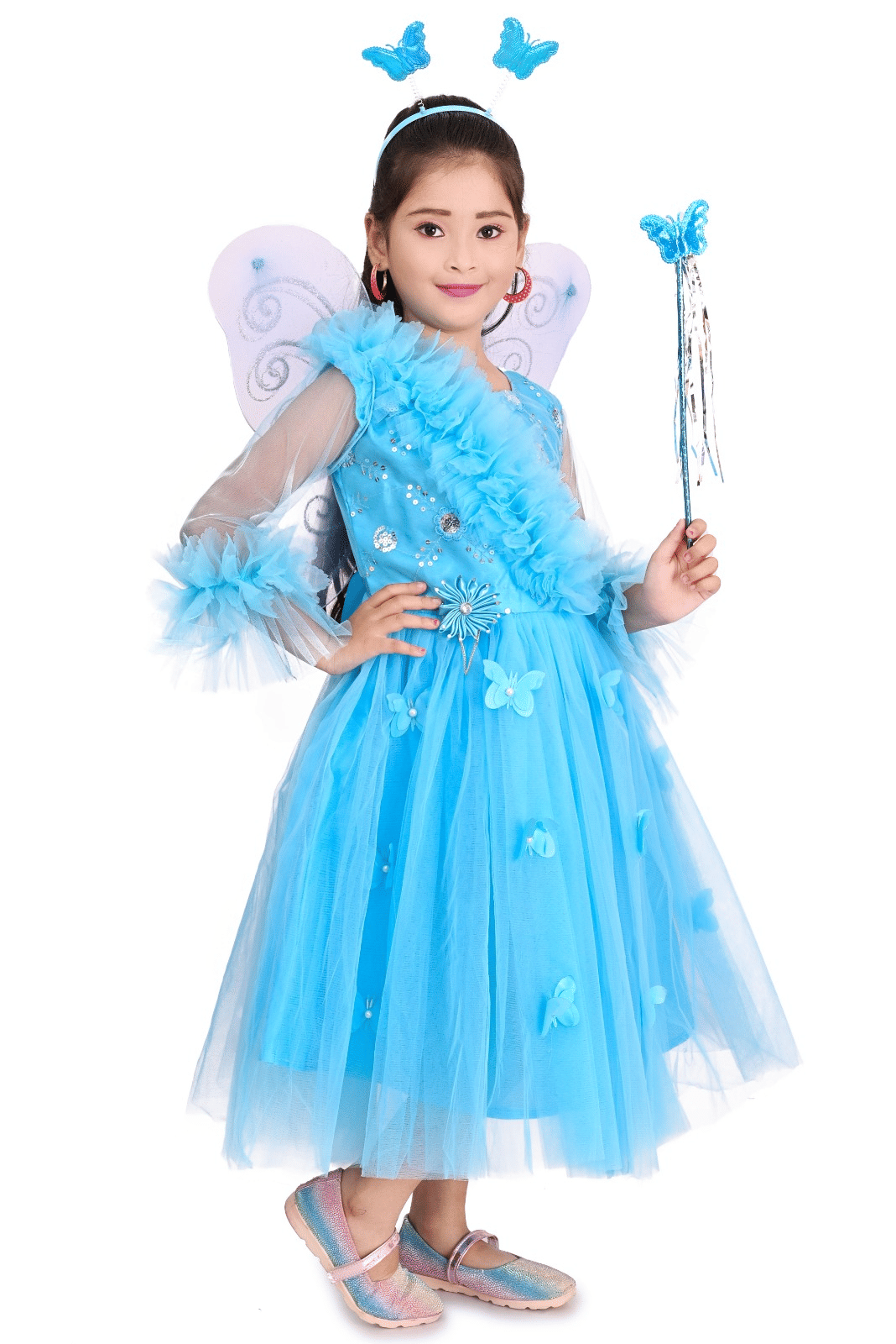 Net Frock For Girls ( Pack of 1 , Blue ) - Image 4