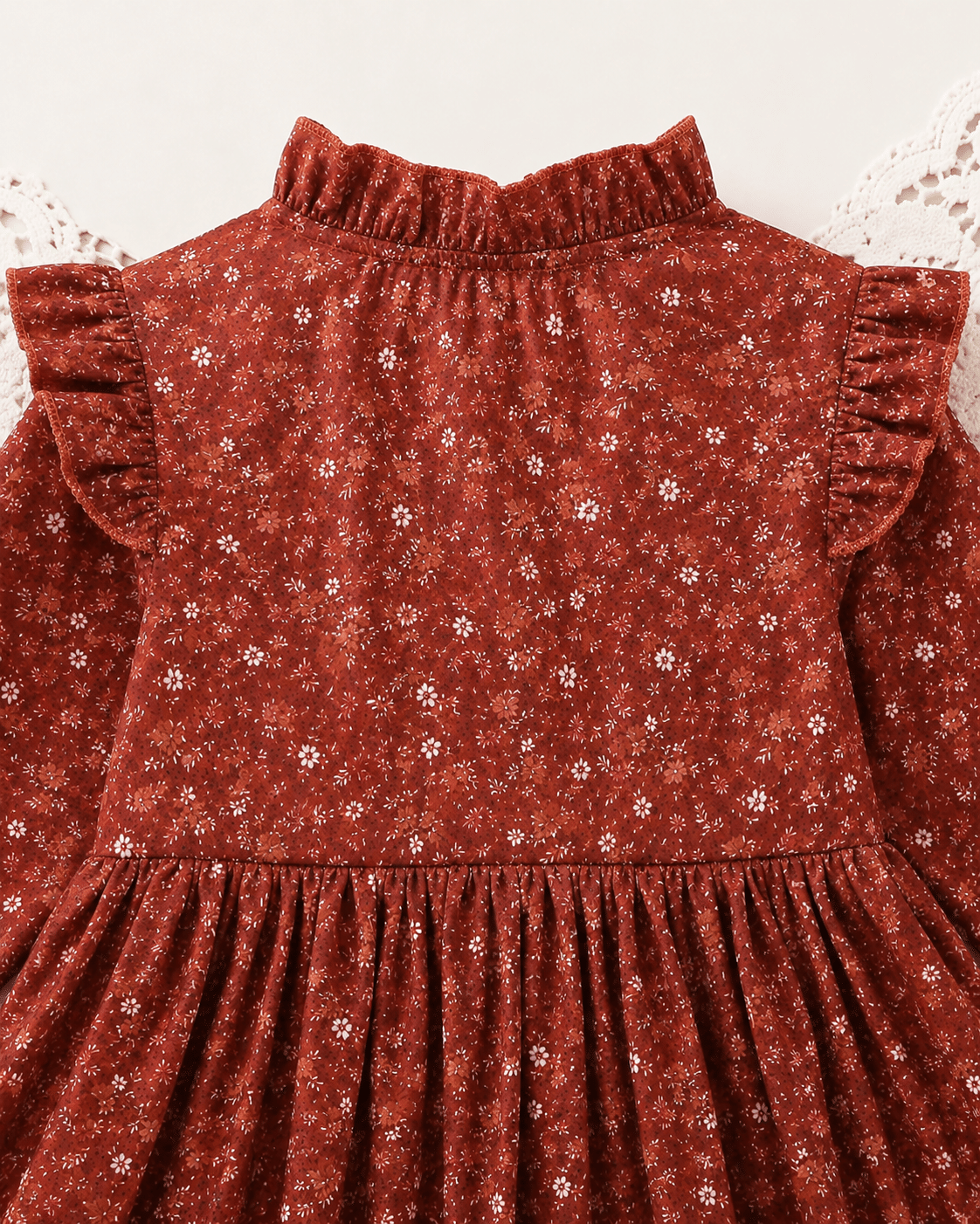 Dhanurdharaya fashion Cotton Blend Frock For Baby Girls ( Pack of 1 , Maroon ) - Image 3