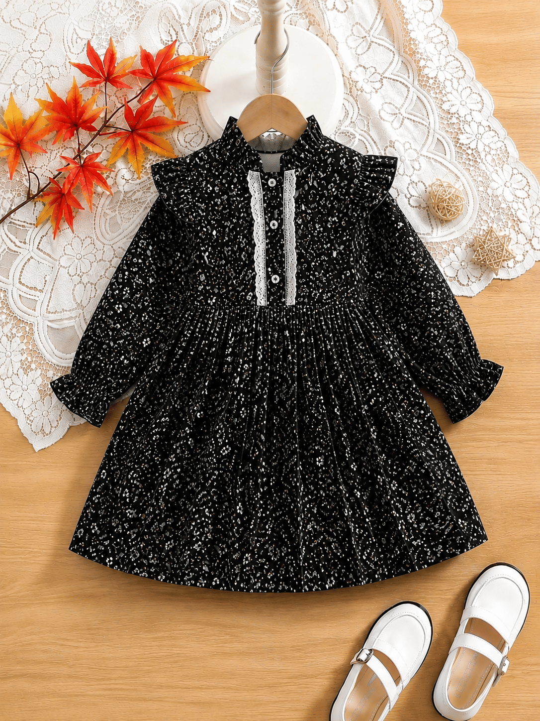 Dhanurdharaya fashion Cotton Blend Frock For Baby Girls ( Pack of 1 , Black )