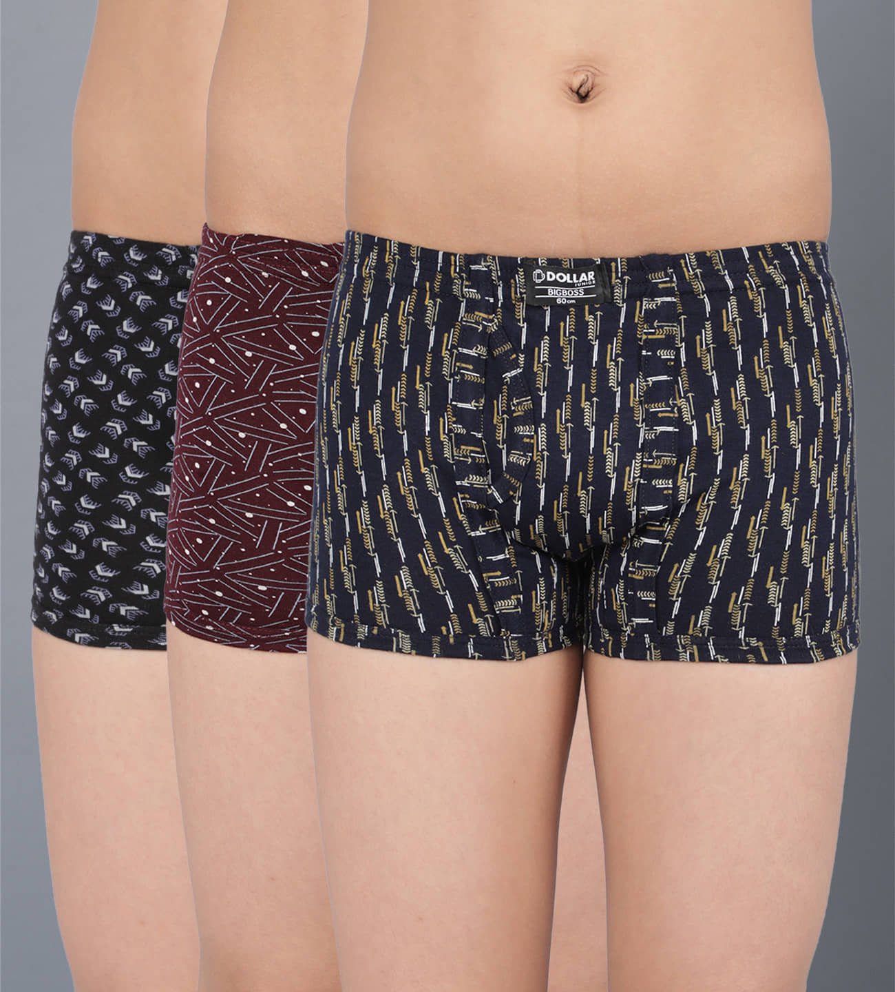 Dollar Bigboss Pack of 3 Boys Cotton Blend Trunks ( Multi Color )