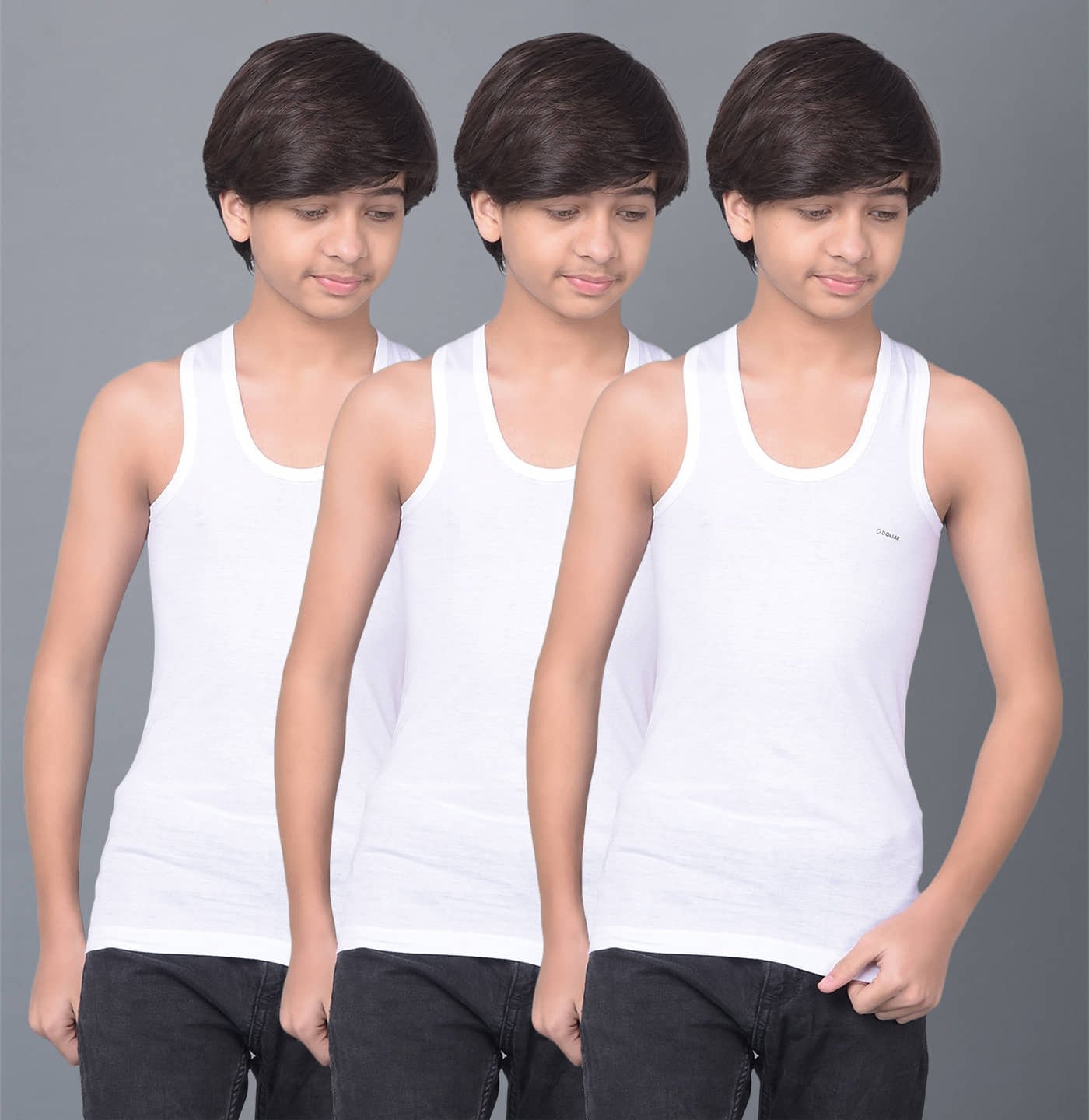 Dollar Bigboss Pack of 3 Boys Cotton Blend ( White )