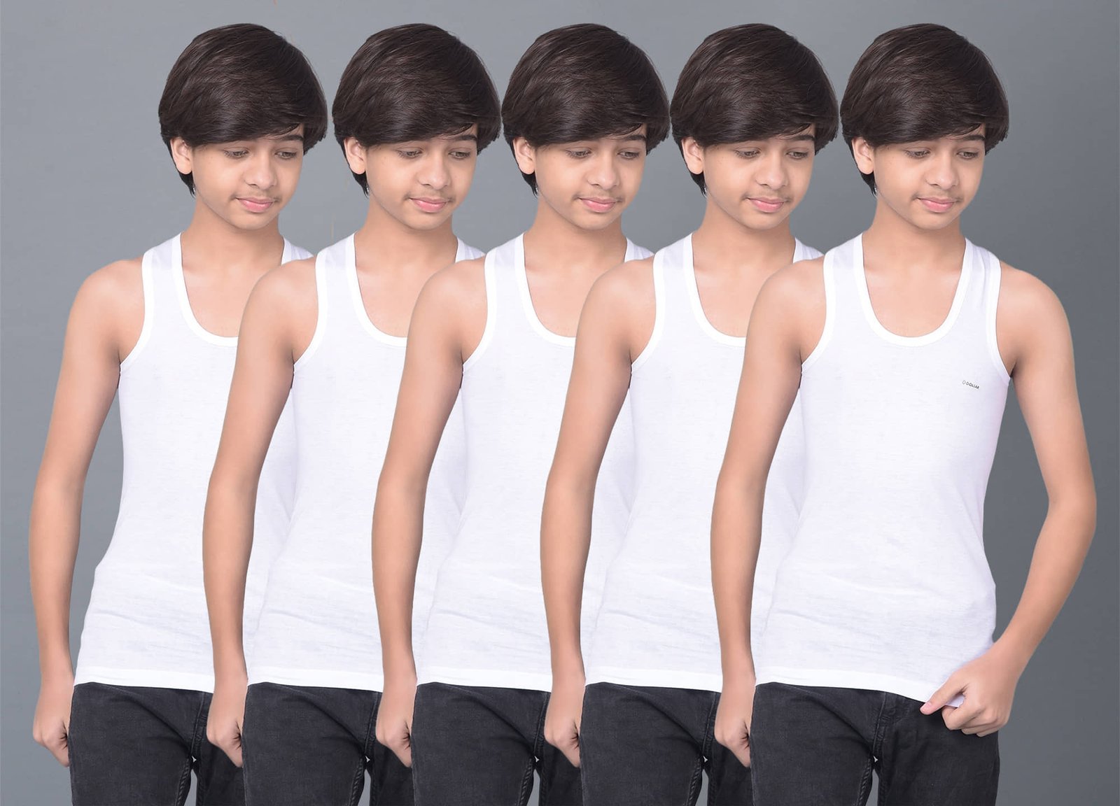Dollar Bigboss Pack of 5 Boys Cotton Blend ( White )