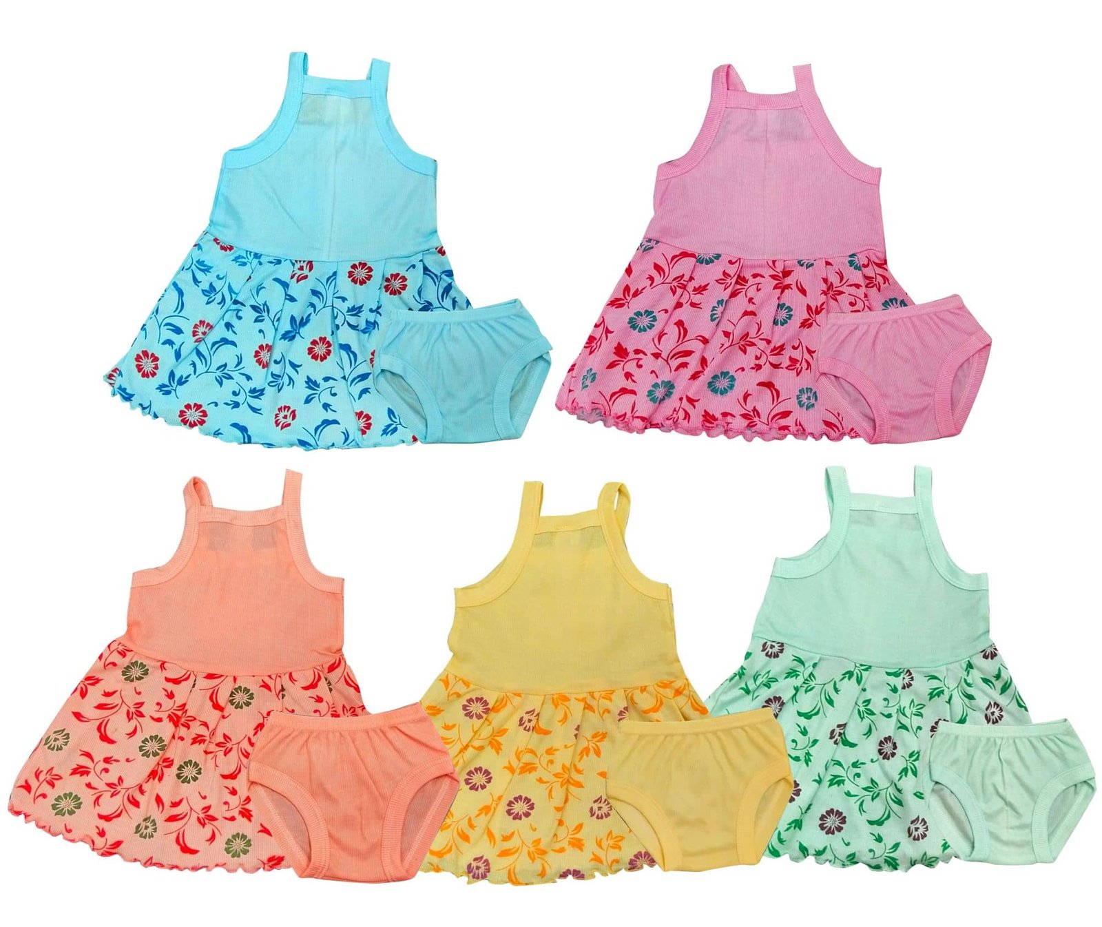 Drako Cotton Blend Frock For Baby Girls ( Pack of 5 , Multicolor ) - Image 2