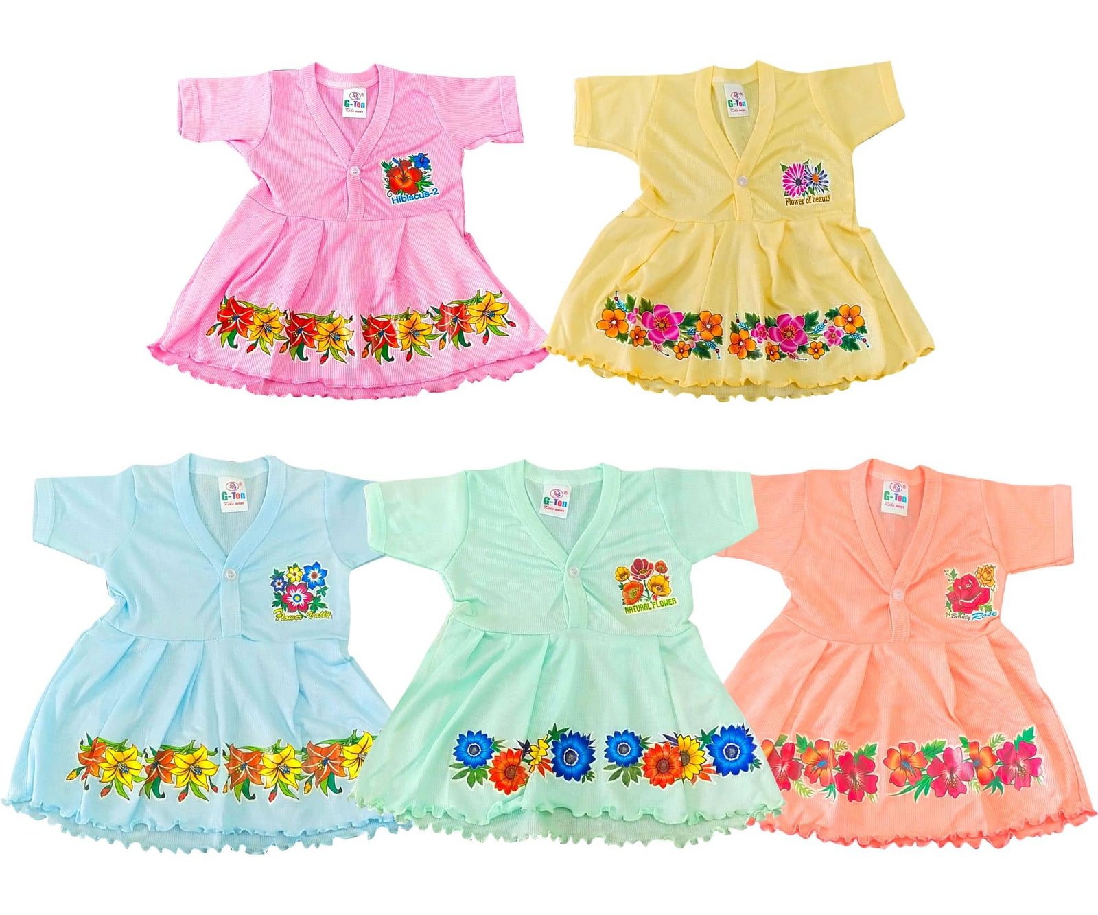 Drako Cotton Blend Frock For Baby Girls ( Pack of 5 , Multicolor ) - Image 4