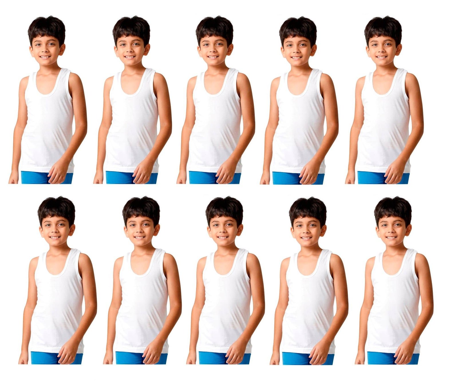 Drako Pack of 10 Boys Cotton Vest ( White )