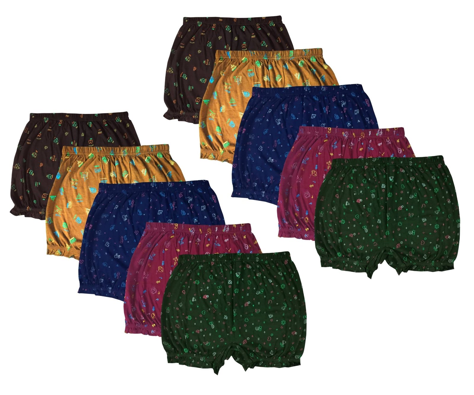 Drako Pack of 10 Cotton Bloomers For Girls ( Multicolor ) - Image 2