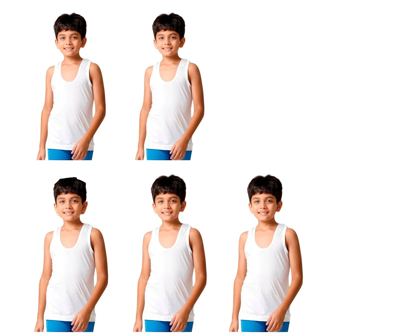 Drako Pack of 5 Boys Cotton Vest ( White )