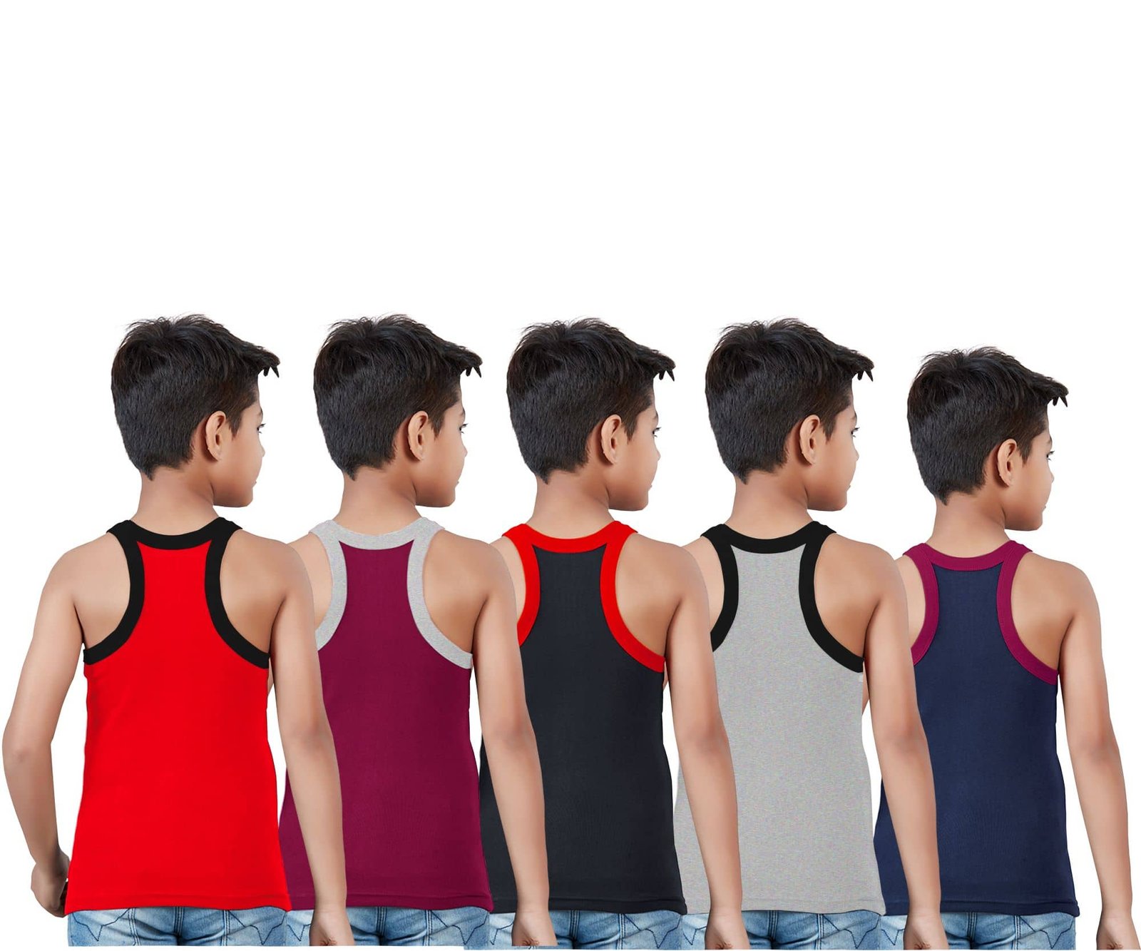 Drako Pack of 5 Boys Cotton Vest ( Multicolor ) - Image 2