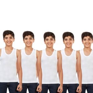 Drako Pack of 5 Boys Cotton Vest ( White )