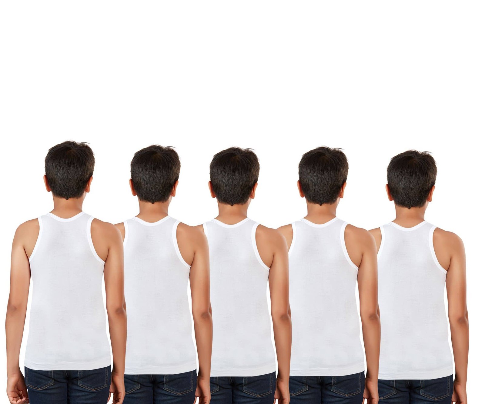 Drako Pack of 5 Boys Cotton Vest ( White ) - Image 2