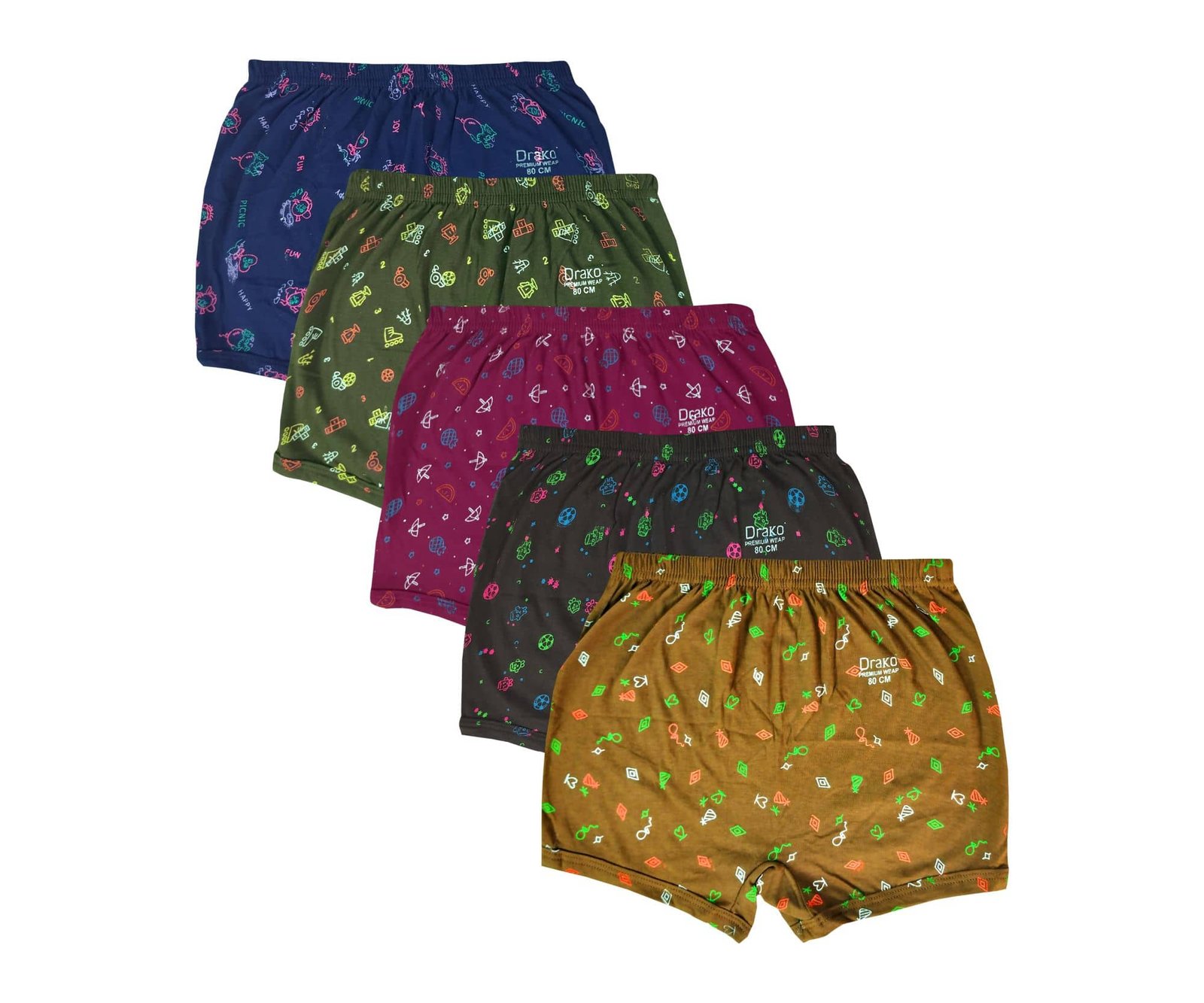 Drako Pack of 5 Boys Cotton Trunks ( Multicolor )