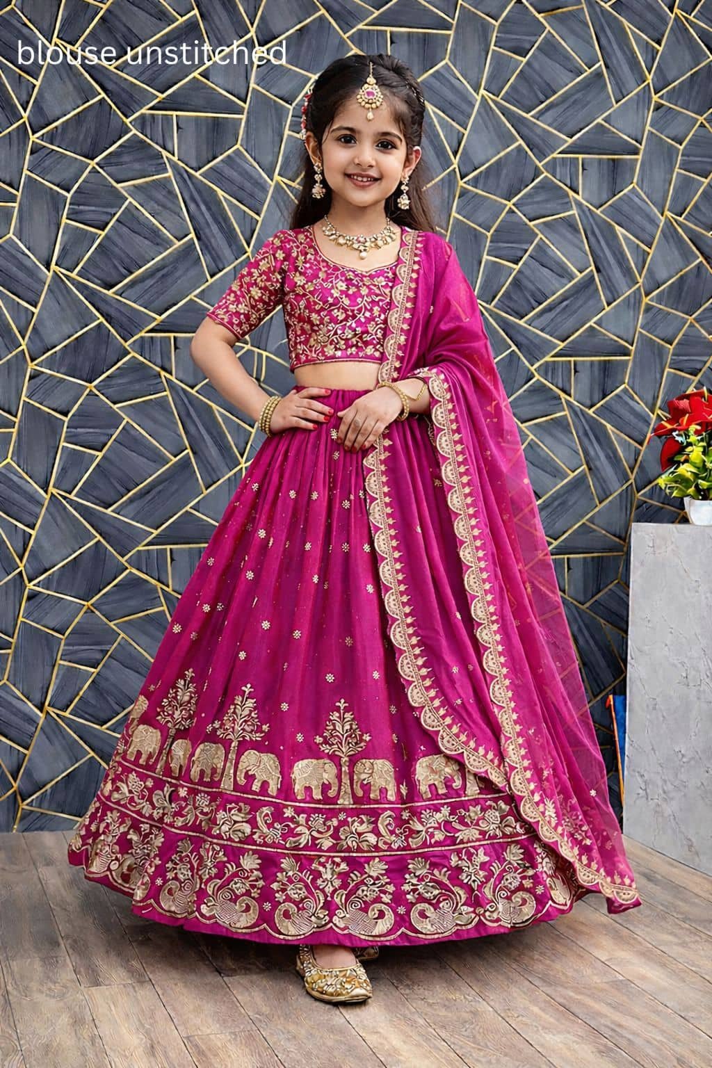 Silk Lehenga Choli Set For Girls ( Pack of 1 , Pink ) - Image 4