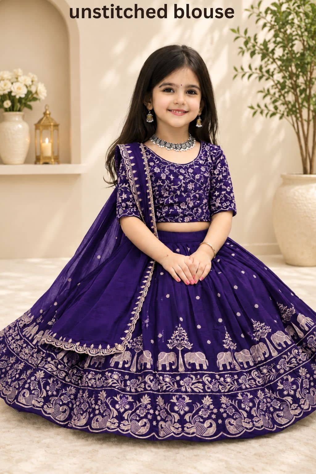 Silk Lehenga Choli Set For Girls ( Pack of 1 , Blue ) - Image 2