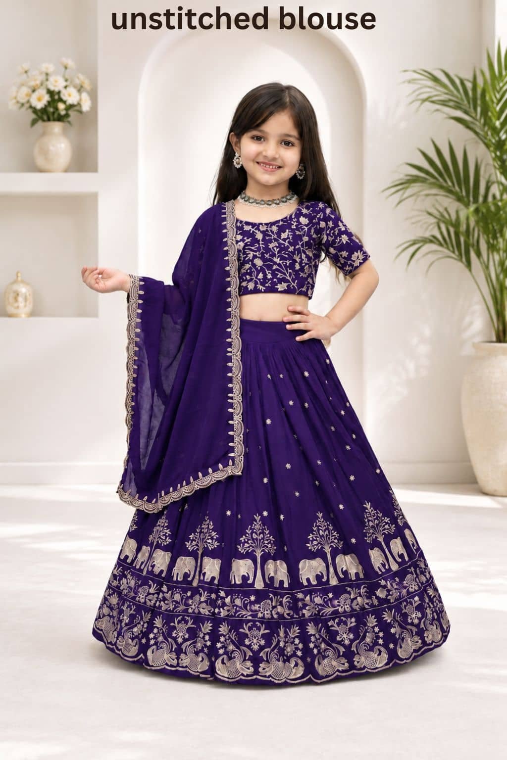 Silk Lehenga Choli Set For Girls ( Pack of 1 , Blue ) - Image 4