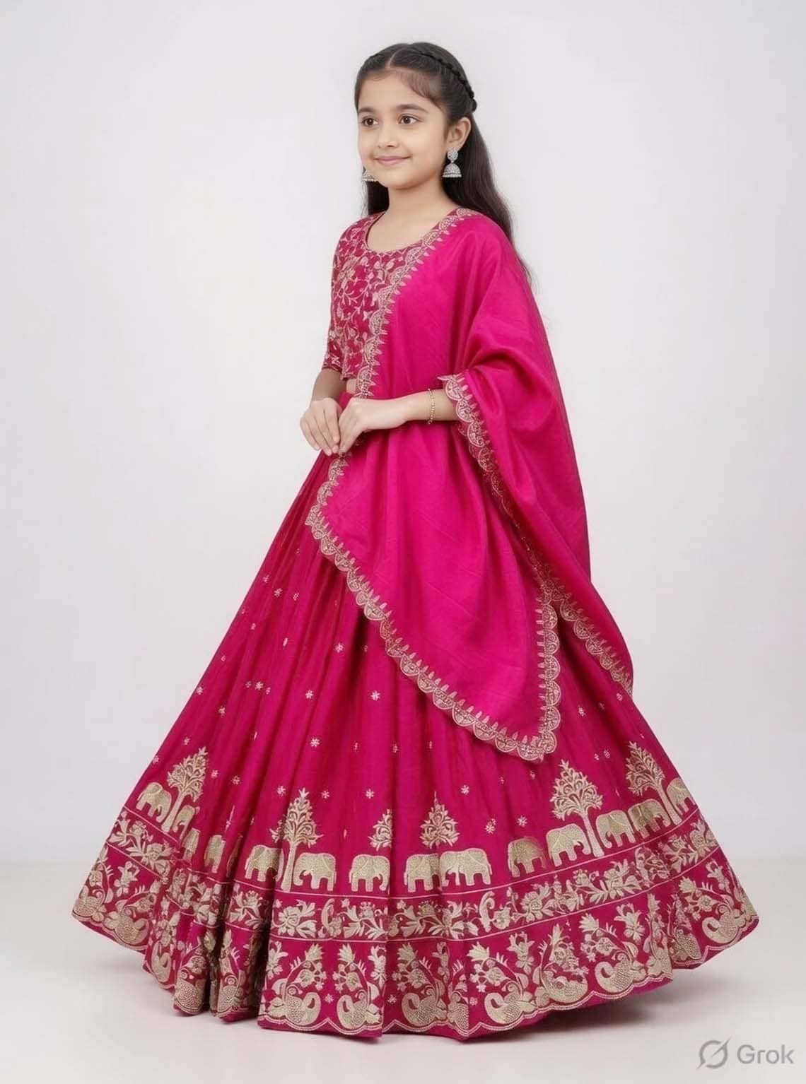 Silk Lehenga Choli Set For Girls ( Pack of 1 , Pink ) - Image 2