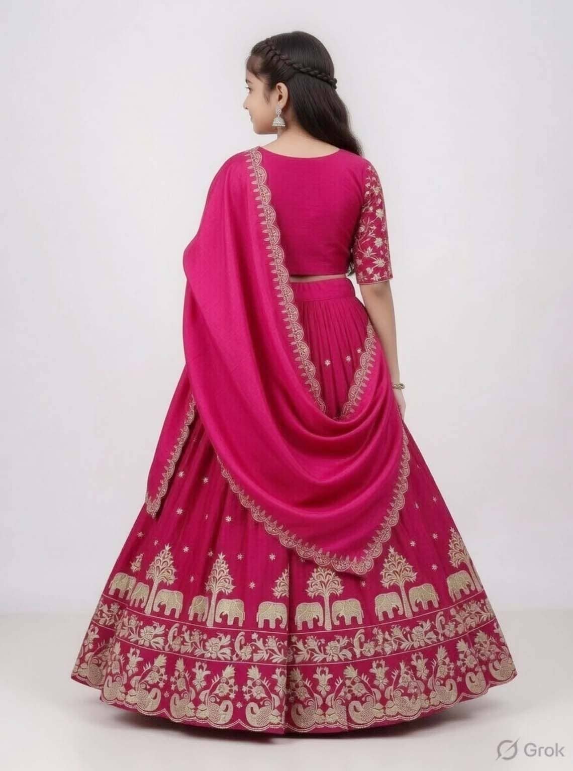 Silk Lehenga Choli Set For Girls ( Pack of 1 , Pink ) - Image 3